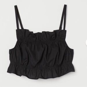 Black Ruffled Crop Top